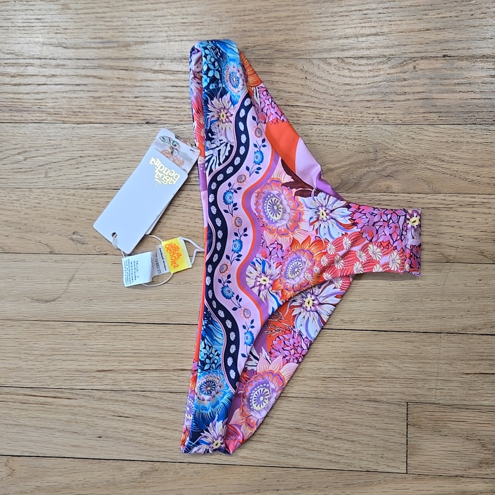 Agua Bendita Lola Boreal Reversible Floral Bikini Swim Bottoms NWT